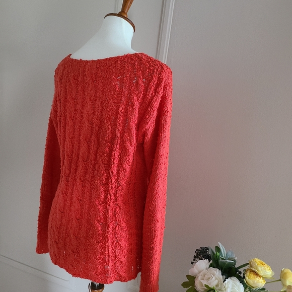 Anthropologie Sparrow coral cotton texture sweater - Picture 2 of 7